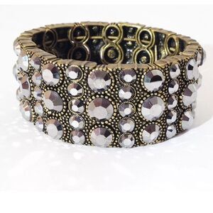 Lia Sophia TWILIGHT Antiqued Gold Tone Bracelet w Iridescent Charcoal Crystals
